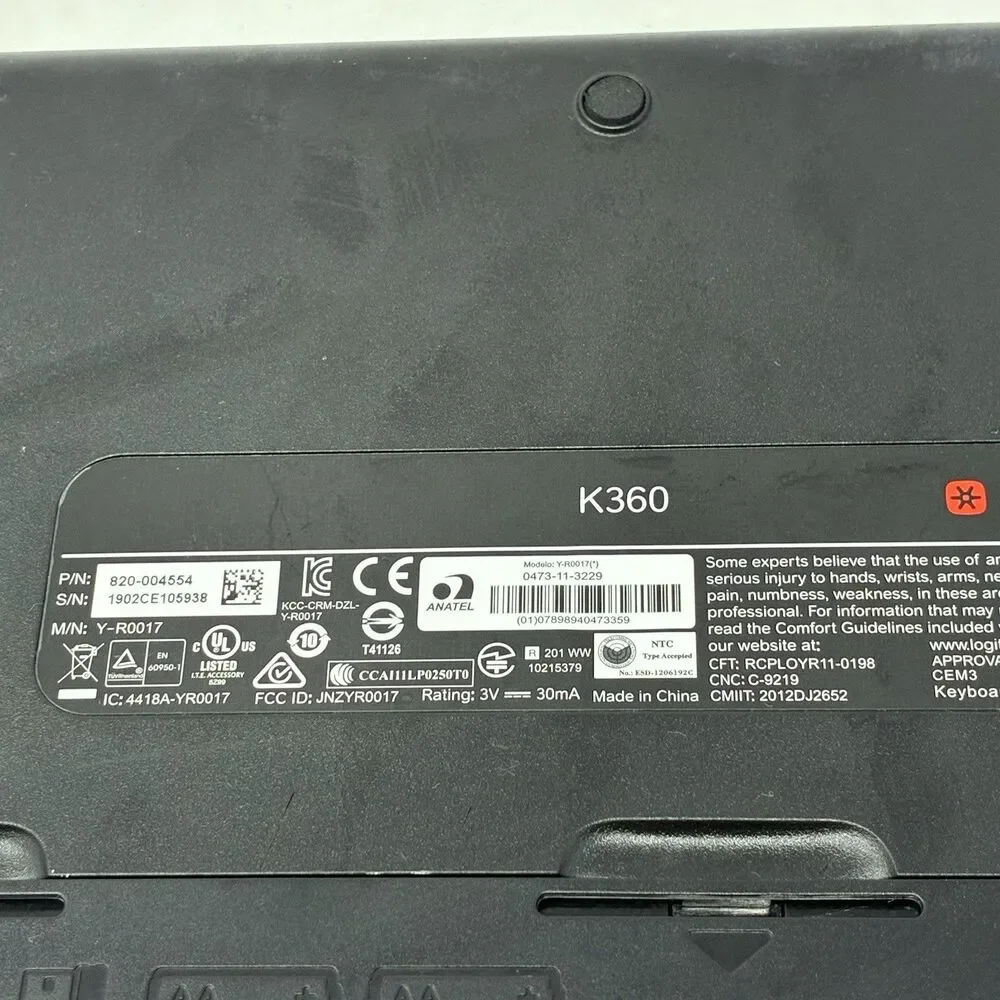 Logitech K360 Wireless Compact Black Keyboard Y-R0017 with USB Unifying Receiver